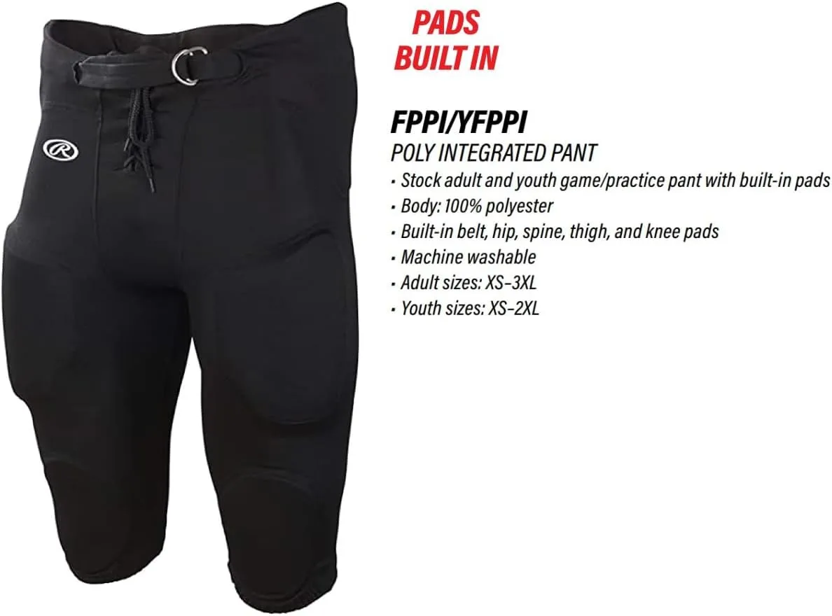 Rawlings Boys Fppi Lightweight Football Pants | Integrated Pads | Practice/Game Use | Youth Sizes | Multiple Colors