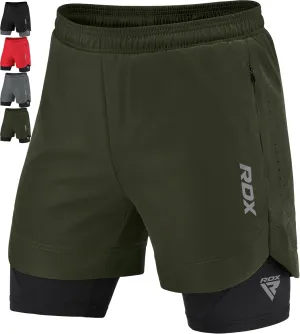 RDX Men’s Running Shorts, 2 in 1 Athletic Breathable Short Compression Liner, 2 Zipper and 2 Phone Pockets, Lightweight