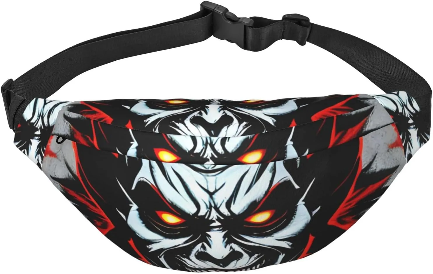 Red And Black Evil Ghost Men'S And Women'S Waist Pack, Crossbody Bag With Adjustable Belt For Running, Traveling, Sports, Hiking