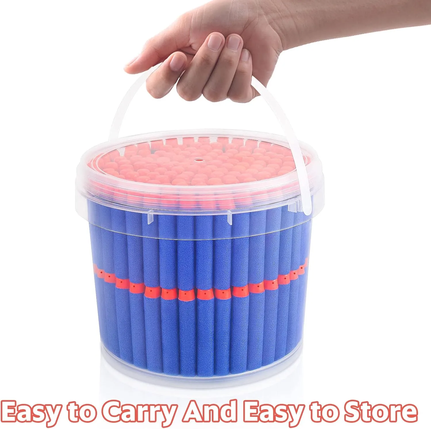Refill Darts Bullets Compatible with Nerf Guns N-Strike Elite Series, 300PCS Refill Darts Premium Foam Bullets Pack with Portable Storage Bucket