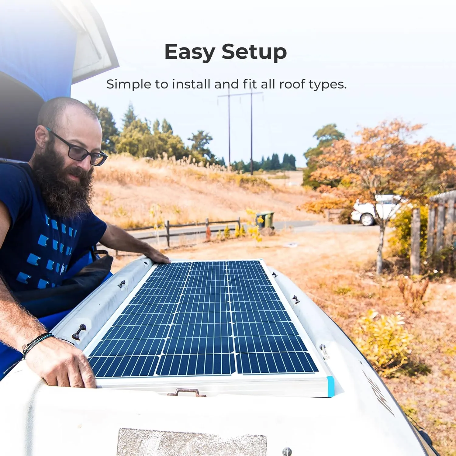Renogy Solar Panel 100 Watt 12 Volt, High-Efficiency Monocrystalline PV Module Power Charger for RV Marine Rooftop Farm Battery and Other Off-Grid Applications, RNG-100D-SS, Single 100W