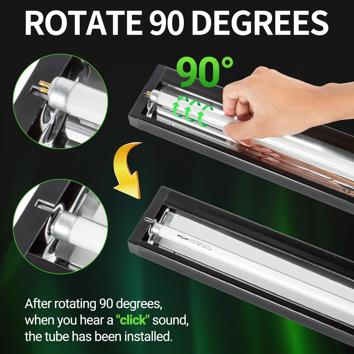 REPTI ZOO UVB Reptile Light, New Version T5 HO UVB Lighting Combo Kit, Reptile Terrarium Hood with 10.0 UVB Tube Bulb, Reptile Light Fixture 24W-22Inch