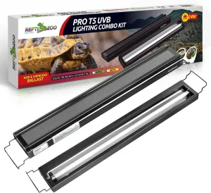 REPTI ZOO UVB Reptile Light, New Version T5 HO UVB Lighting Combo Kit, Reptile Terrarium Hood with 10.0 UVB Tube Bulb, Reptile Light Fixture 24W-22Inch