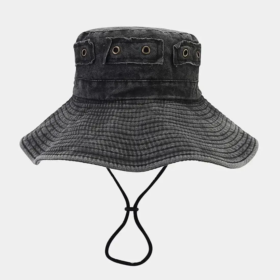 Retro Wide Brim Cotton Casual Bucket Cowboy Hat Sun Protection Men Women Outdoor Fishing Camping Boonie Sun Cap