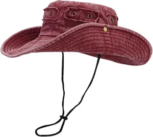 Retro Wide Brim Cotton Casual Bucket Cowboy Hat Sun Protection Men Women Outdoor Fishing Camping Boonie Sun Cap