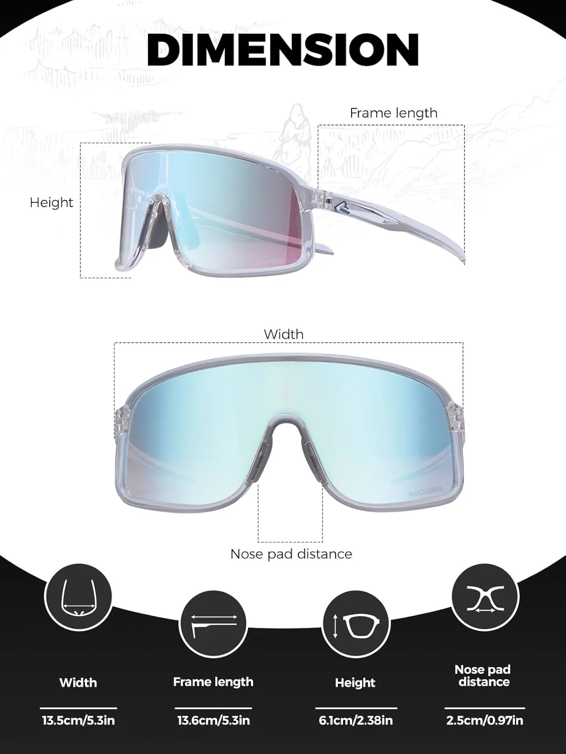 ROCKBROS Photochromic Sunglasses for Men Women Cycling Glasses UV Protection Sports Sunglasses