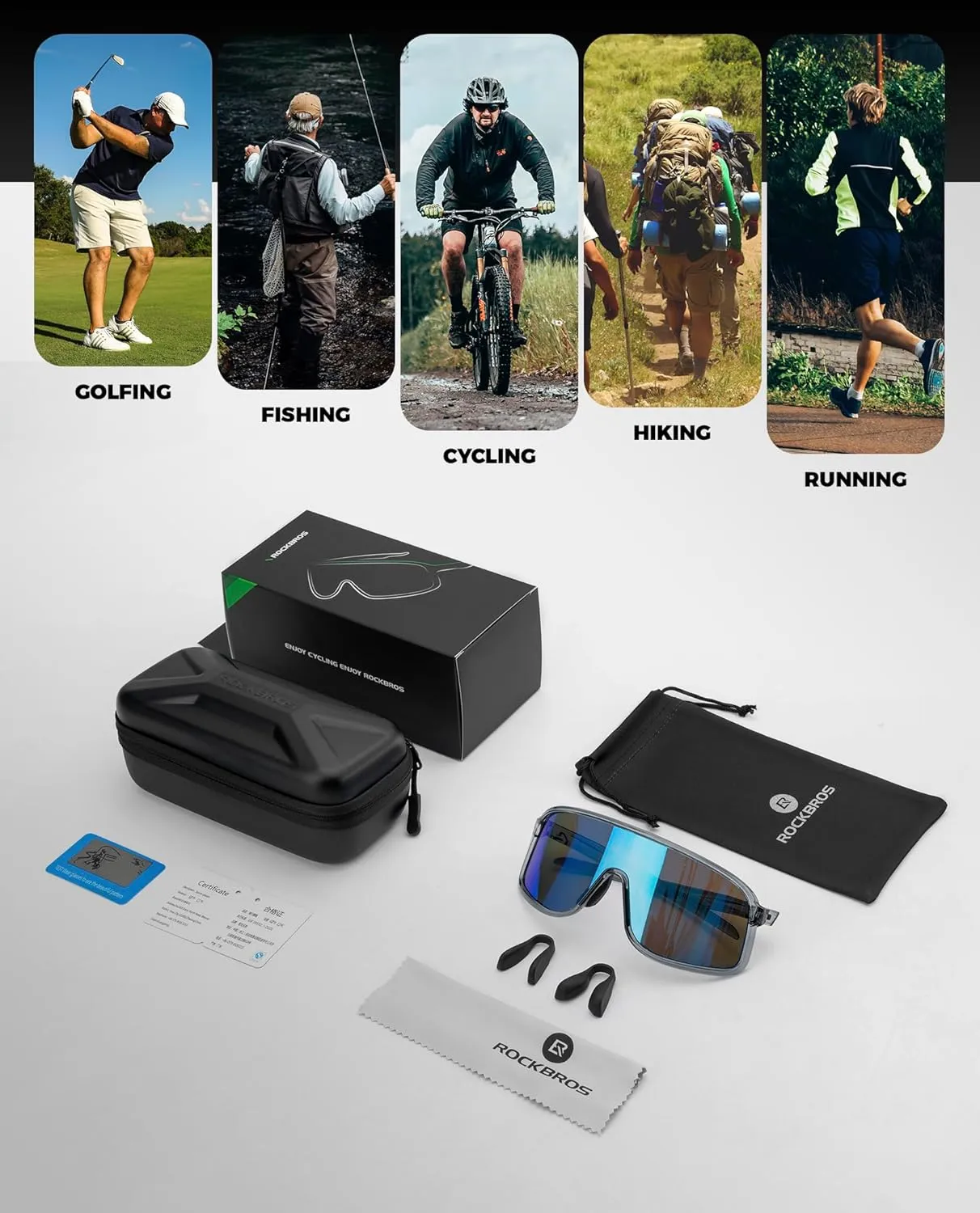ROCKBROS Photochromic Sunglasses for Men Women Cycling Glasses UV Protection Sports Sunglasses