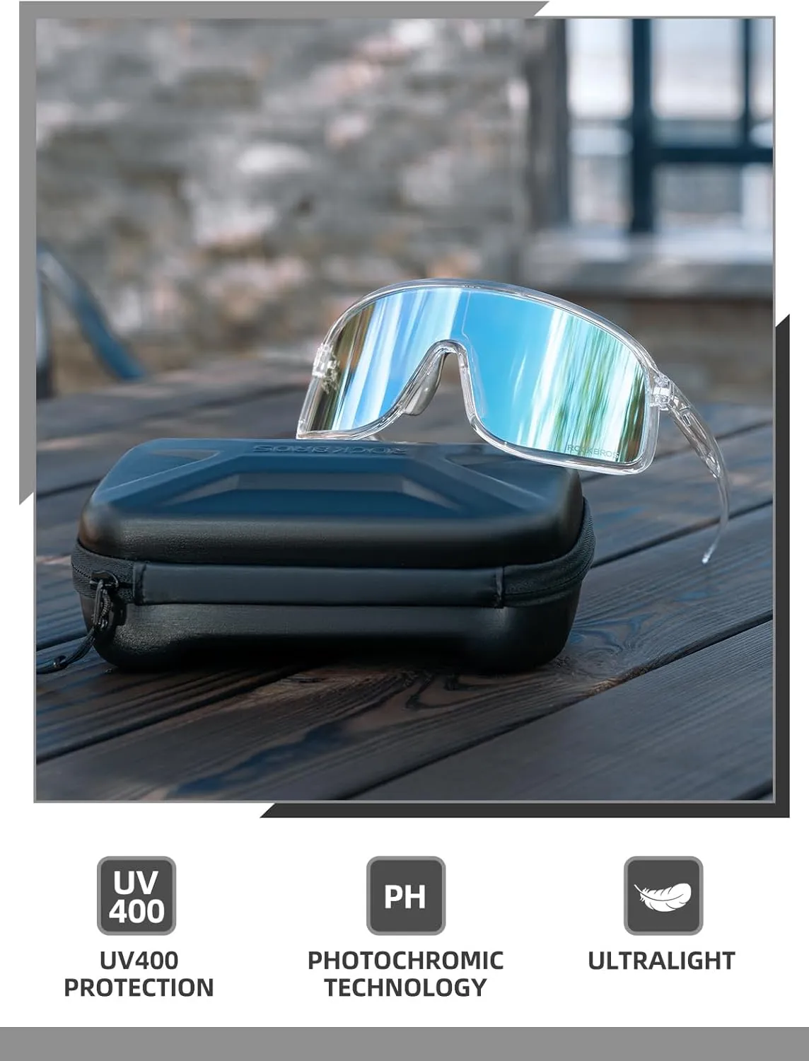 ROCKBROS Photochromic Sunglasses for Men Women Cycling Glasses UV Protection Sports Sunglasses
