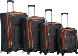 Rockland Impact Softside Spinner Wheel Luggage, Charcoal, 4-Piece Set (18/22/26/30)