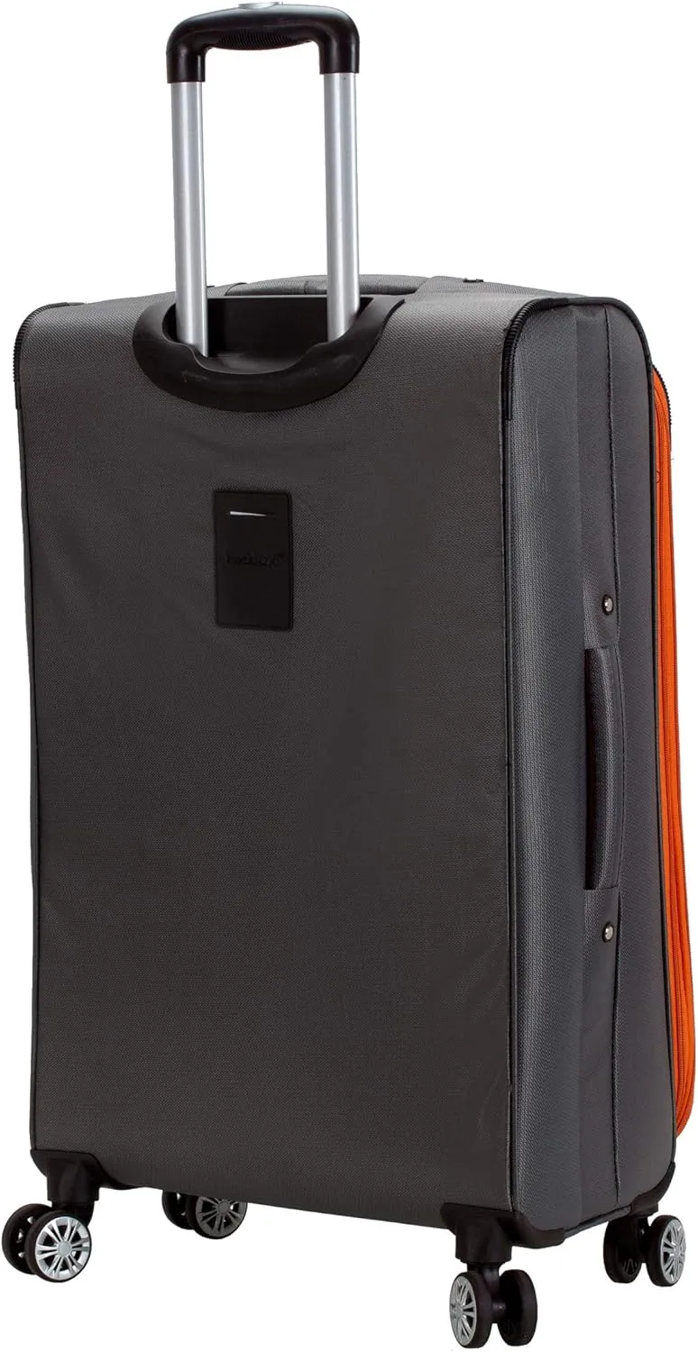 Rockland Impact Softside Spinner Wheel Luggage, Charcoal, 4-Piece Set (18/22/26/30)