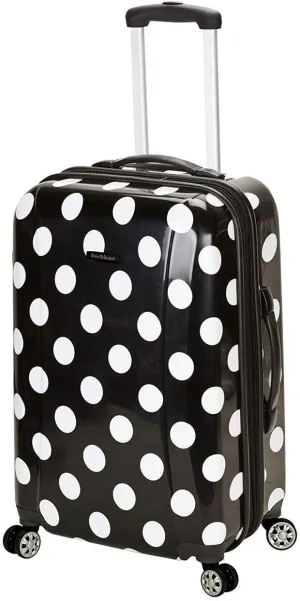 Rockland Laguna Beach Hardside Spinner Wheel Luggage, Black Dot, Carry-On 20-Inch
