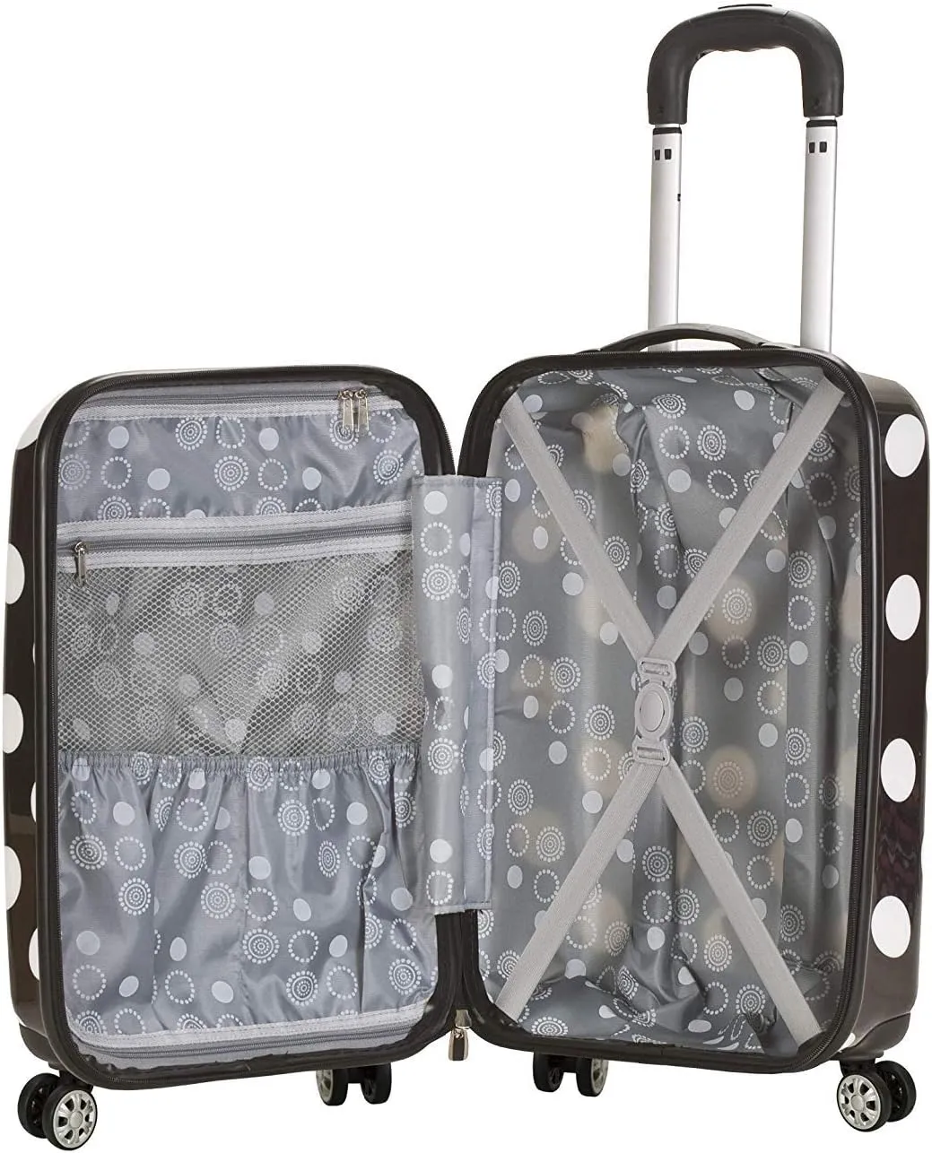 Rockland Laguna Beach Hardside Spinner Wheel Luggage, Black Dot, Carry-On 20-Inch