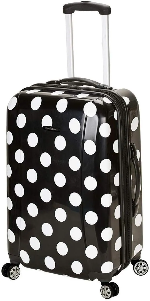 Rockland Laguna Beach Hardside Spinner Wheel Luggage, Black Dot, Carry-On 20-Inch