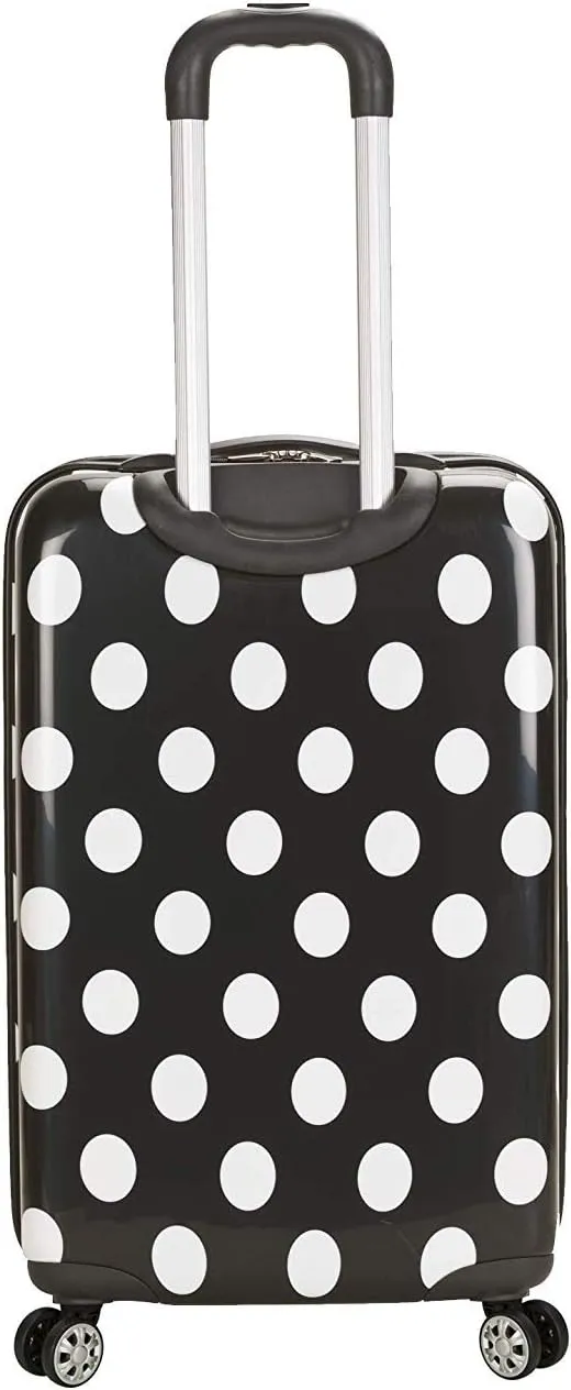 Rockland Laguna Beach Hardside Spinner Wheel Luggage, Black Dot, Carry-On 20-Inch