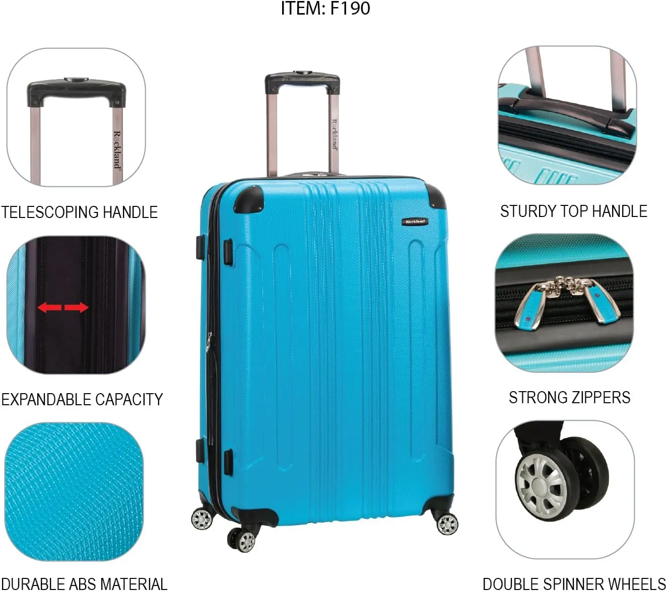 Rockland London Hardside Spinner Wheel Luggage, Gold, 28-24-20-Inch