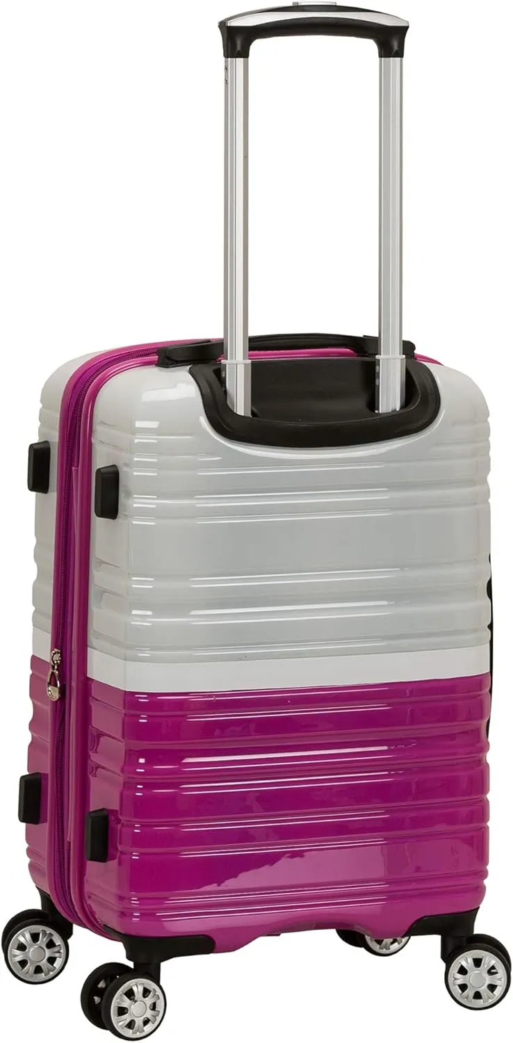 Rockland Melbourne Hardside Expandable Luggage with Spinner Wheels, 2TONEWHITE, 2 Piece (20/28)