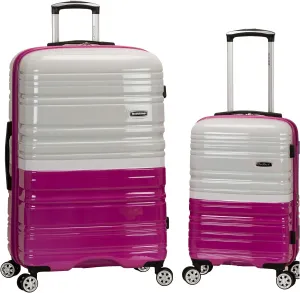 Rockland Melbourne Hardside Expandable Luggage with Spinner Wheels, 2TONEWHITE, 2 Piece (20/28)
