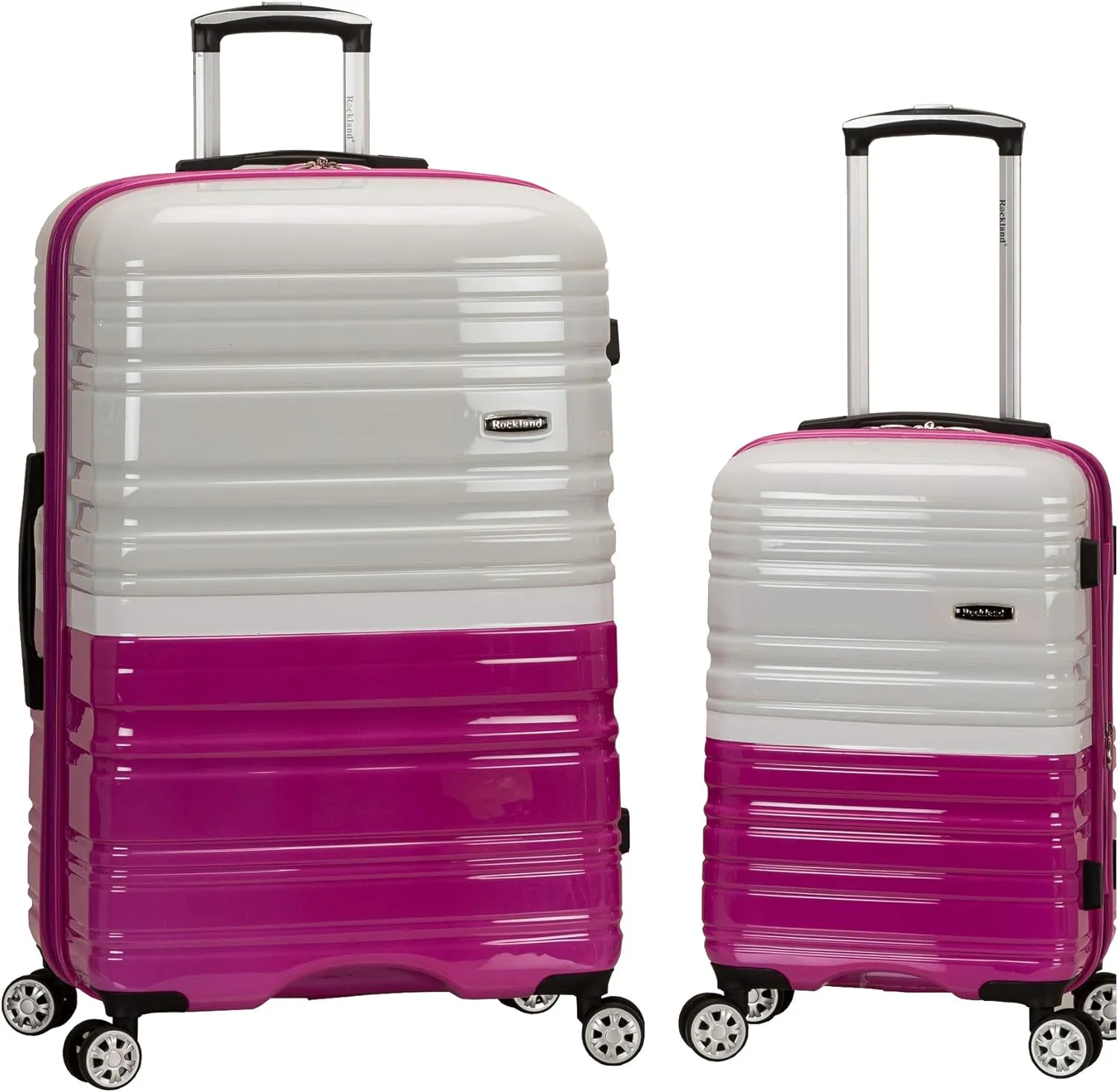Rockland Melbourne Hardside Expandable Luggage with Spinner Wheels, 2TONEWHITE, 2 Piece (20/28)