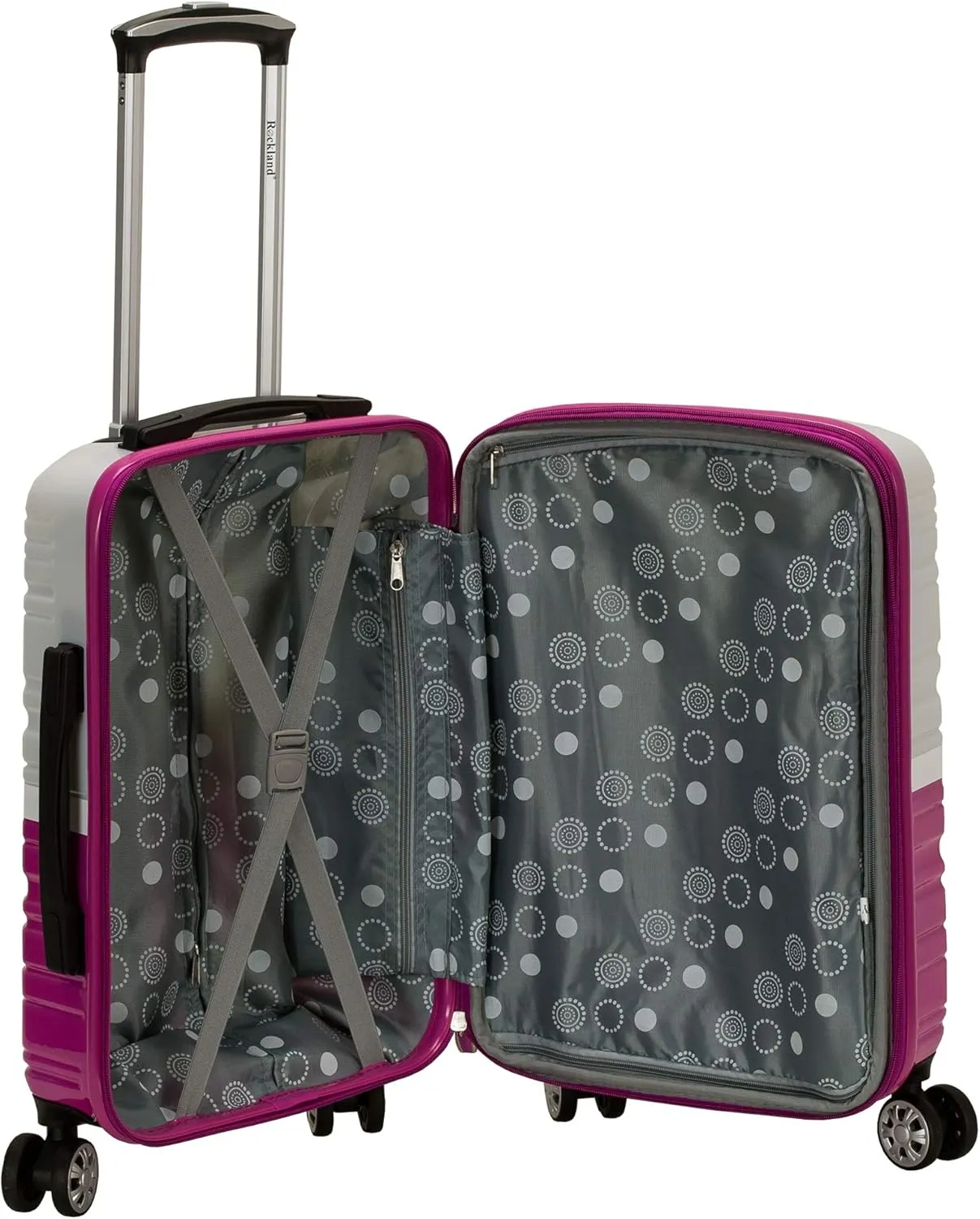 Rockland Melbourne Hardside Expandable Luggage with Spinner Wheels, 2TONEWHITE, 2 Piece (20/28)