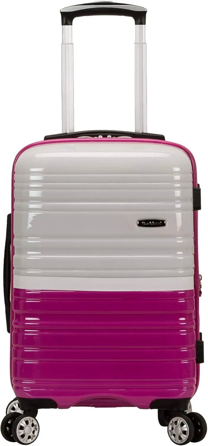 Rockland Melbourne Hardside Expandable Luggage with Spinner Wheels, 2TONEWHITE, 2 Piece (20/28)