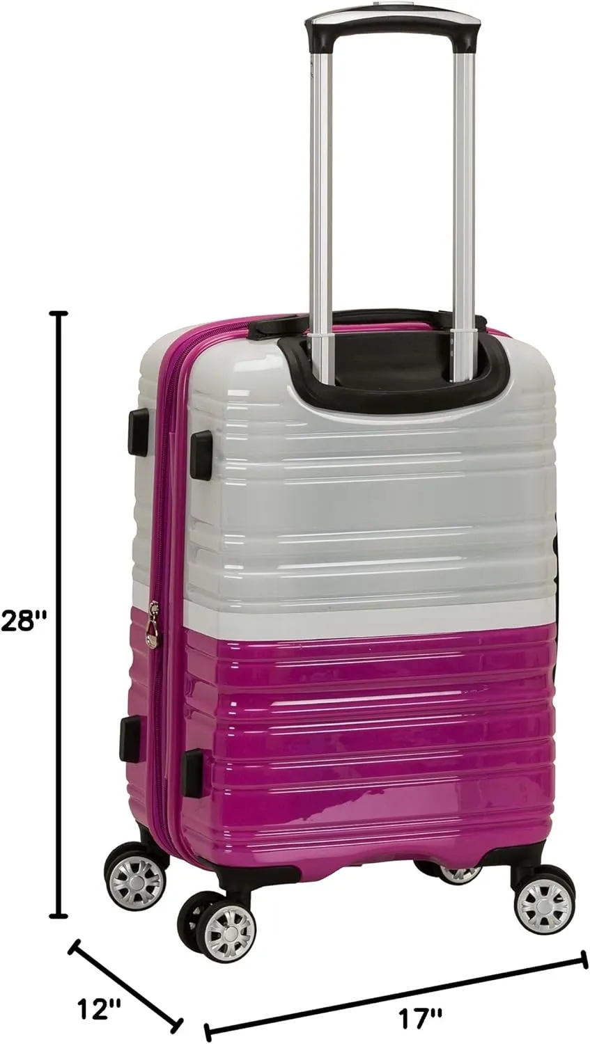 Rockland Melbourne Hardside Expandable Luggage with Spinner Wheels, 2TONEWHITE, 2 Piece (20/28)