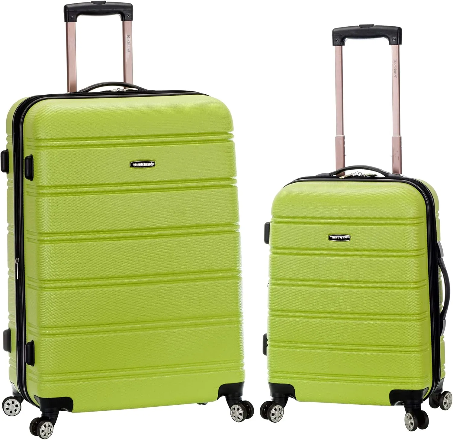 Rockland Melbourne Hardside Expandable Luggage with Spinner Wheels, Lime, 2 Piece (20/28)