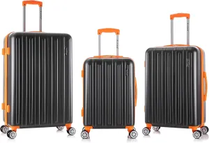 Rockland Paris Hardside Luggage with Spinner Wheels, Charcoal, 3-Piece Set (20/24/28)