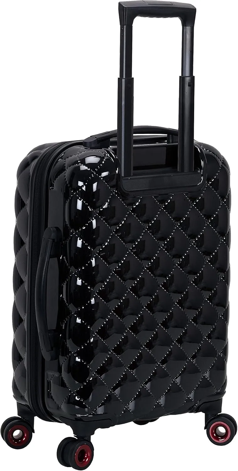 Rockland Quilt Hardside Expandable Spinner Wheel Luggage, Black, 3-Piece Set (20/24/28)