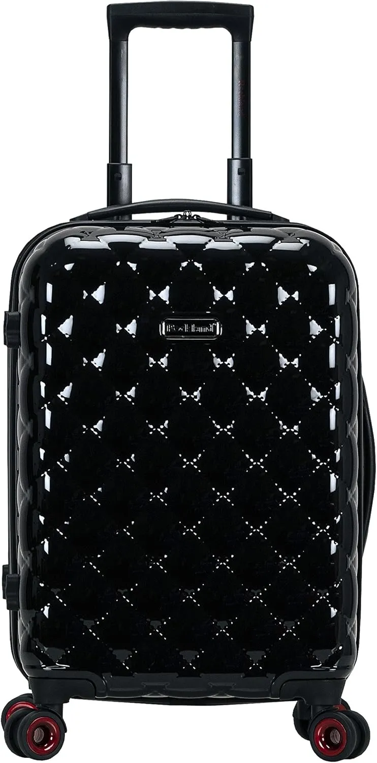 Rockland Quilt Hardside Expandable Spinner Wheel Luggage, Black, 3-Piece Set (20/24/28)