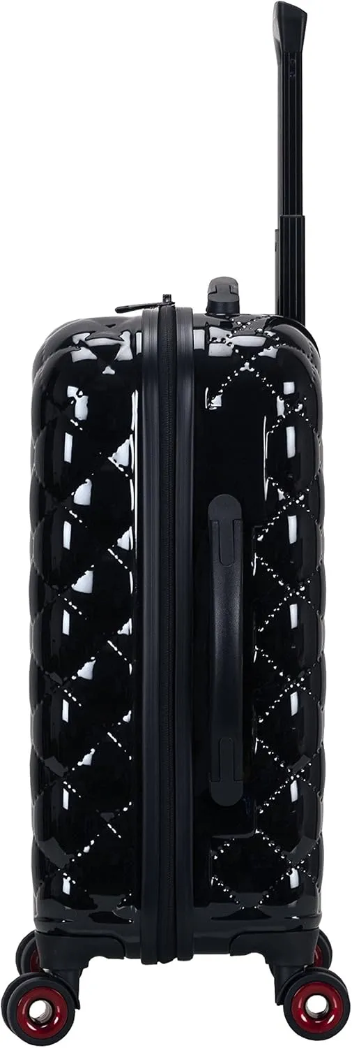 Rockland Quilt Hardside Expandable Spinner Wheel Luggage, Black, 3-Piece Set (20/24/28)