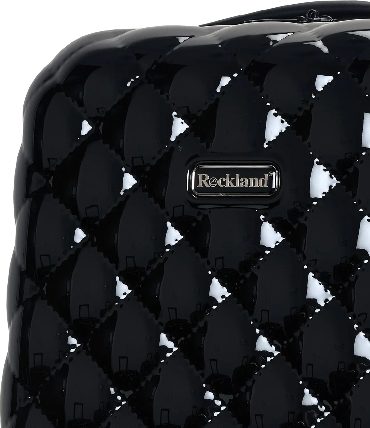 Rockland Quilt Hardside Expandable Spinner Wheel Luggage, Black, 3-Piece Set (20/24/28)