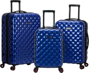 Rockland Quilt Hardside Expandable Spinner Wheel Luggage, Blue, 3-Piece Set (20/24/28)