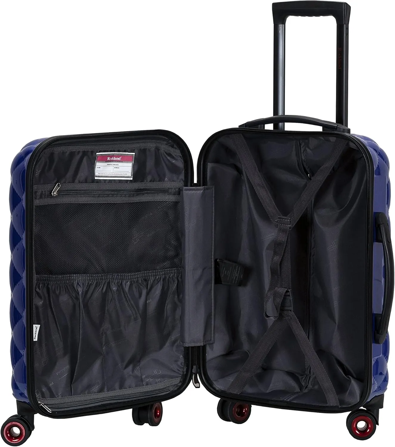 Rockland Quilt Hardside Expandable Spinner Wheel Luggage, Blue, 3-Piece Set (20/24/28)
