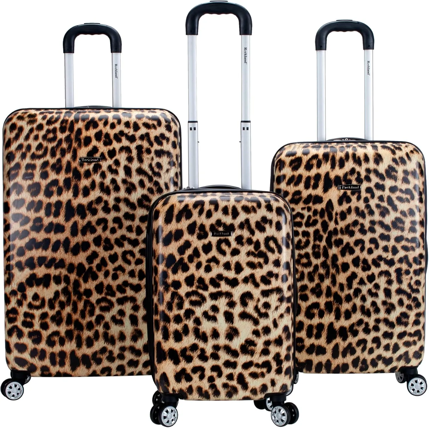 Rockland Safari Hardside Spinner Wheel Luggage, Leopard, 3-Piece Set (20/24/28)