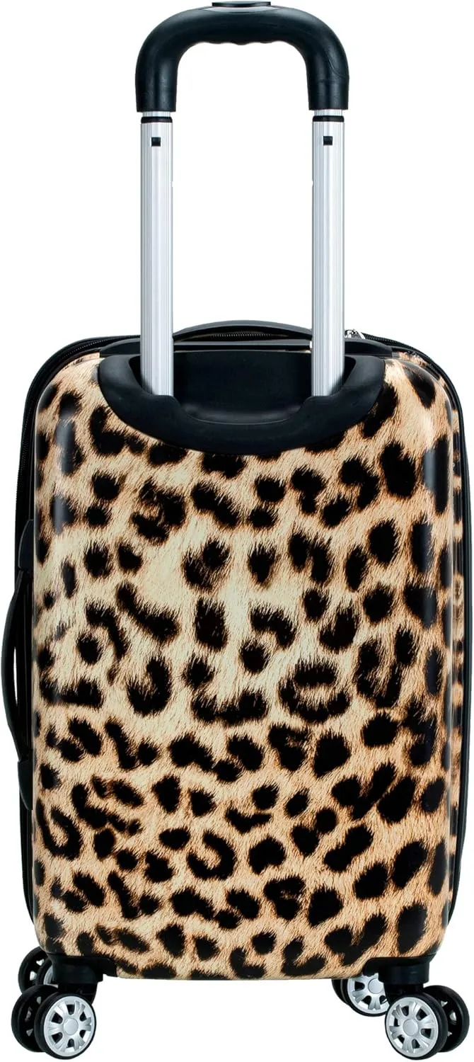 Rockland Safari Hardside Spinner Wheel Luggage, Leopard, 3-Piece Set (20/24/28)