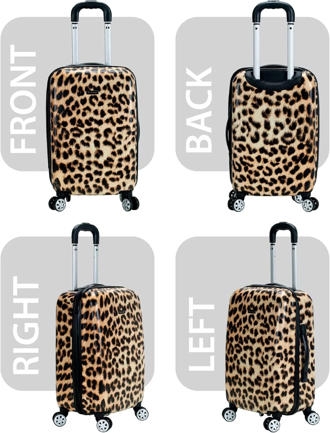 Rockland Safari Hardside Spinner Wheel Luggage, Leopard, 3-Piece Set (20/24/28)