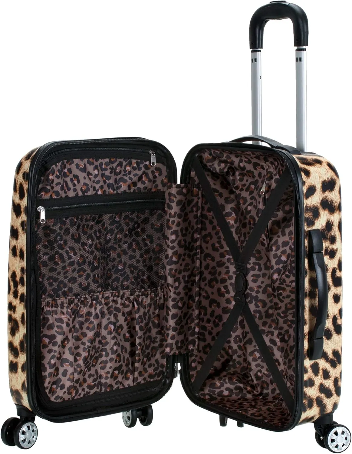 Rockland Safari Hardside Spinner Wheel Luggage, Leopard, 3-Piece Set (20/24/28)