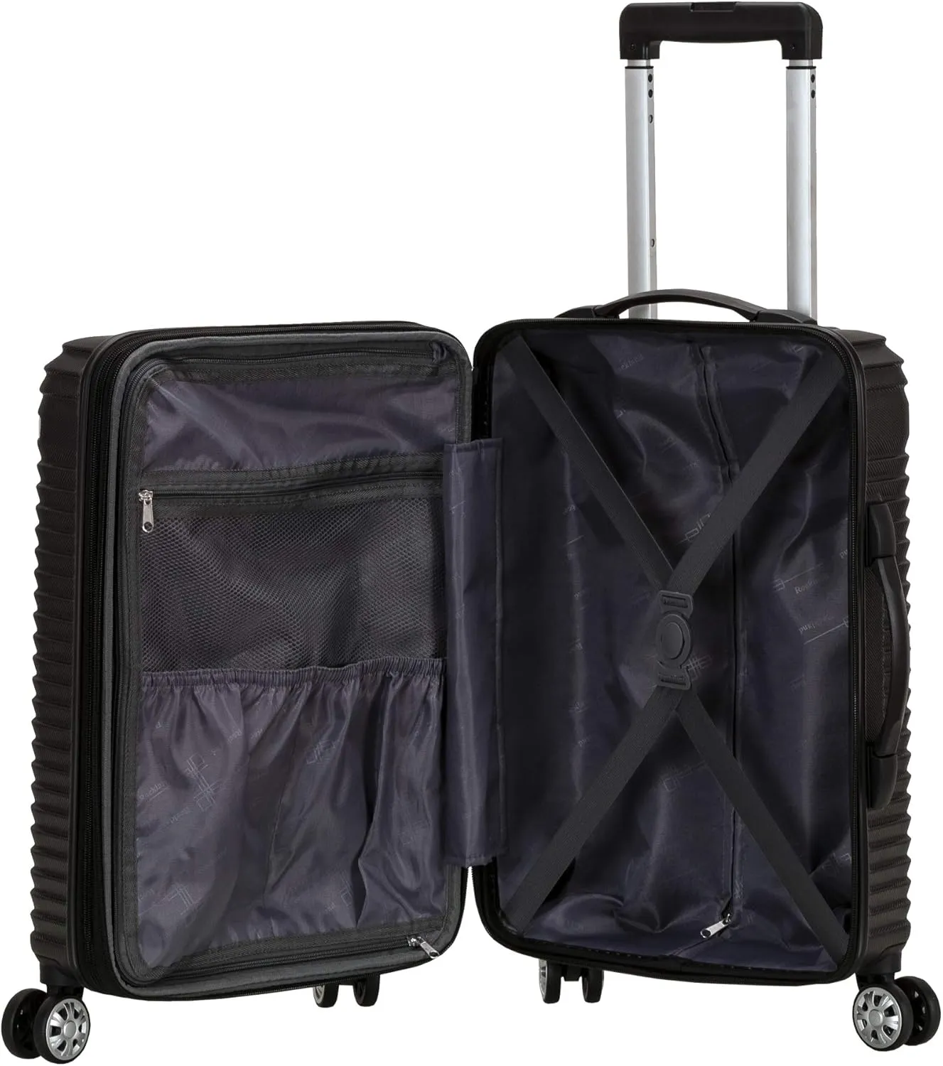 Rockland Star Trail Hardside Spinner Wheel Luggage, Black, Carry-On 20-Inch