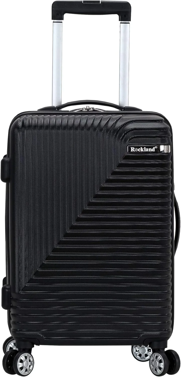 Rockland Star Trail Hardside Spinner Wheel Luggage, Black, Carry-On 20-Inch