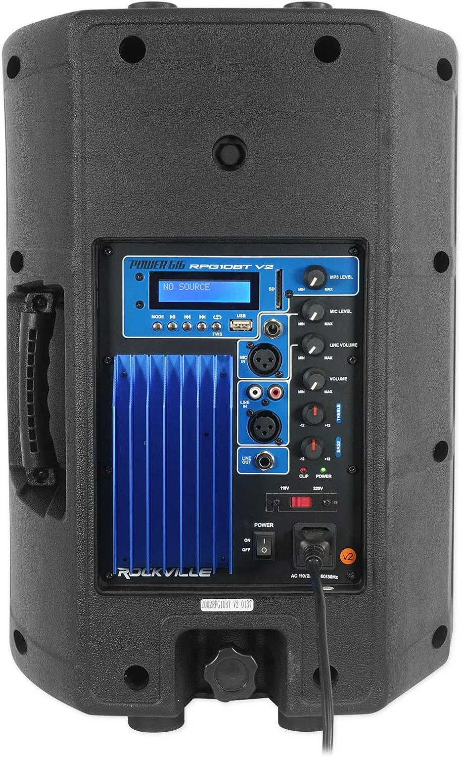 Rockville RPG10BT V2 10" 600W Powered DJ PA Speaker with Bluetooth, Deep Bass, 2 Channel Mixer, EQ, Wireless Remote - Perfect for Live Music, Events, and Parties