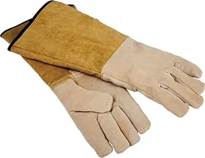 Rocky Mountain Goods Simple Spaces Leather Fireplace Gloves 16”- Extra Long Heat Resistant Pig Skin Leather - Large - Premium Suede Gloves for Fire, Grilling, Welding, Cooking - Unisex - Hang Strap