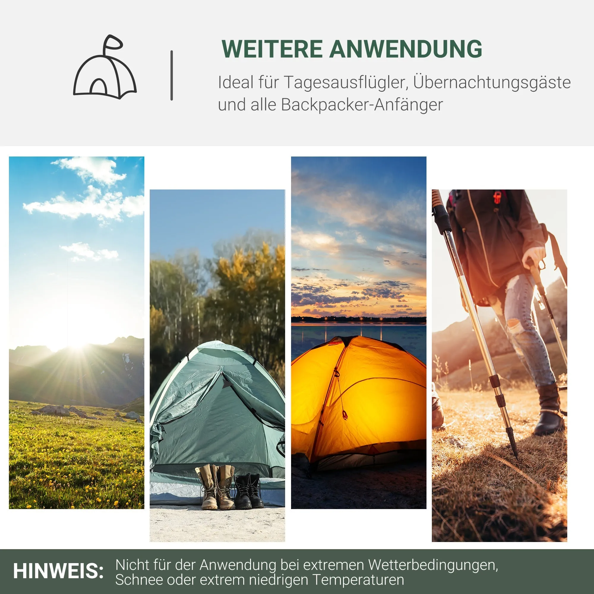 Rootz 2-Person Camping Tent - Pop-Up Dome Tent - Weatherproof Shelter - UV Protection - 325cm x 183cm x 130cm