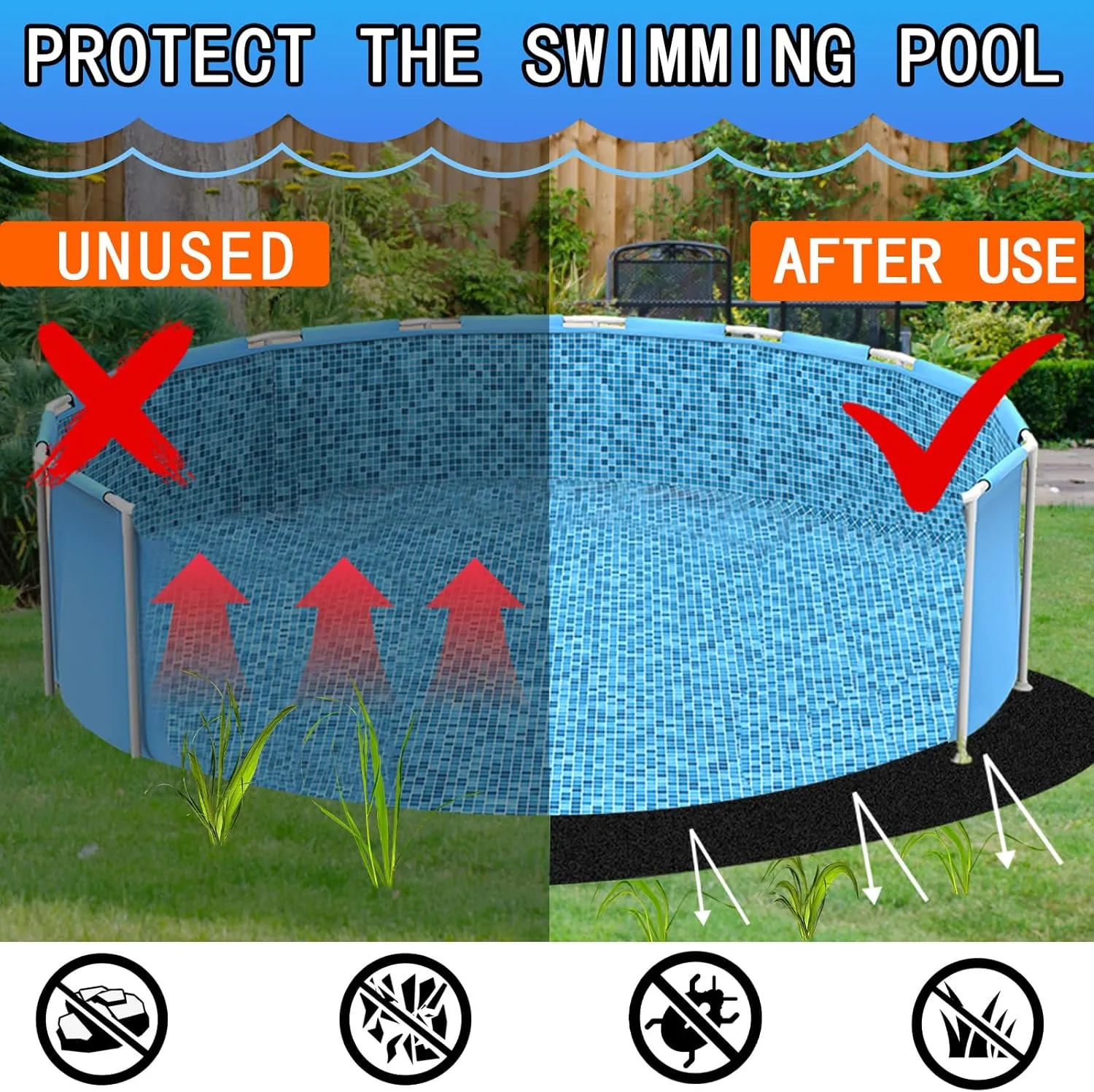 Round Pool Liner Pad for Above Ground Swimming Pools Heavy Duty Under Pool Mat, Puncture Resistant, Extend Liner Life (10 FT)