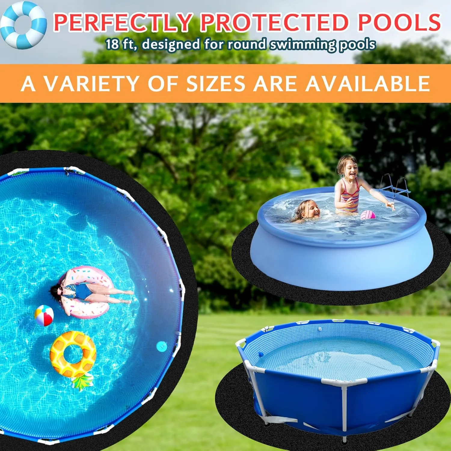 Round Pool Liner Pad for Above Ground Swimming Pools Heavy Duty Under Pool Mat, Puncture Resistant, Extend Liner Life (10 FT)