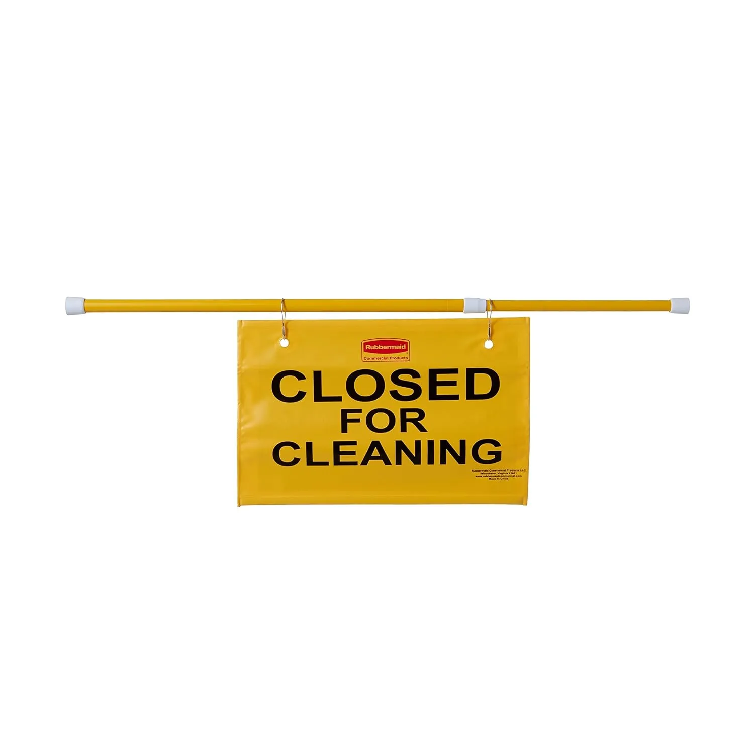 Rubbermaid Commercial Products Heavy Duty Extend-to-Fit, "Closed For Cleaning" Hanging Doorway Safety Sign for Office/Restroom/Restaurant/School/Hospital/Hotel/Motel, Yellow