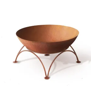 Rustic Fire Pit Wood Burner Iron Bowl Outdoor Patio Large Fireplace