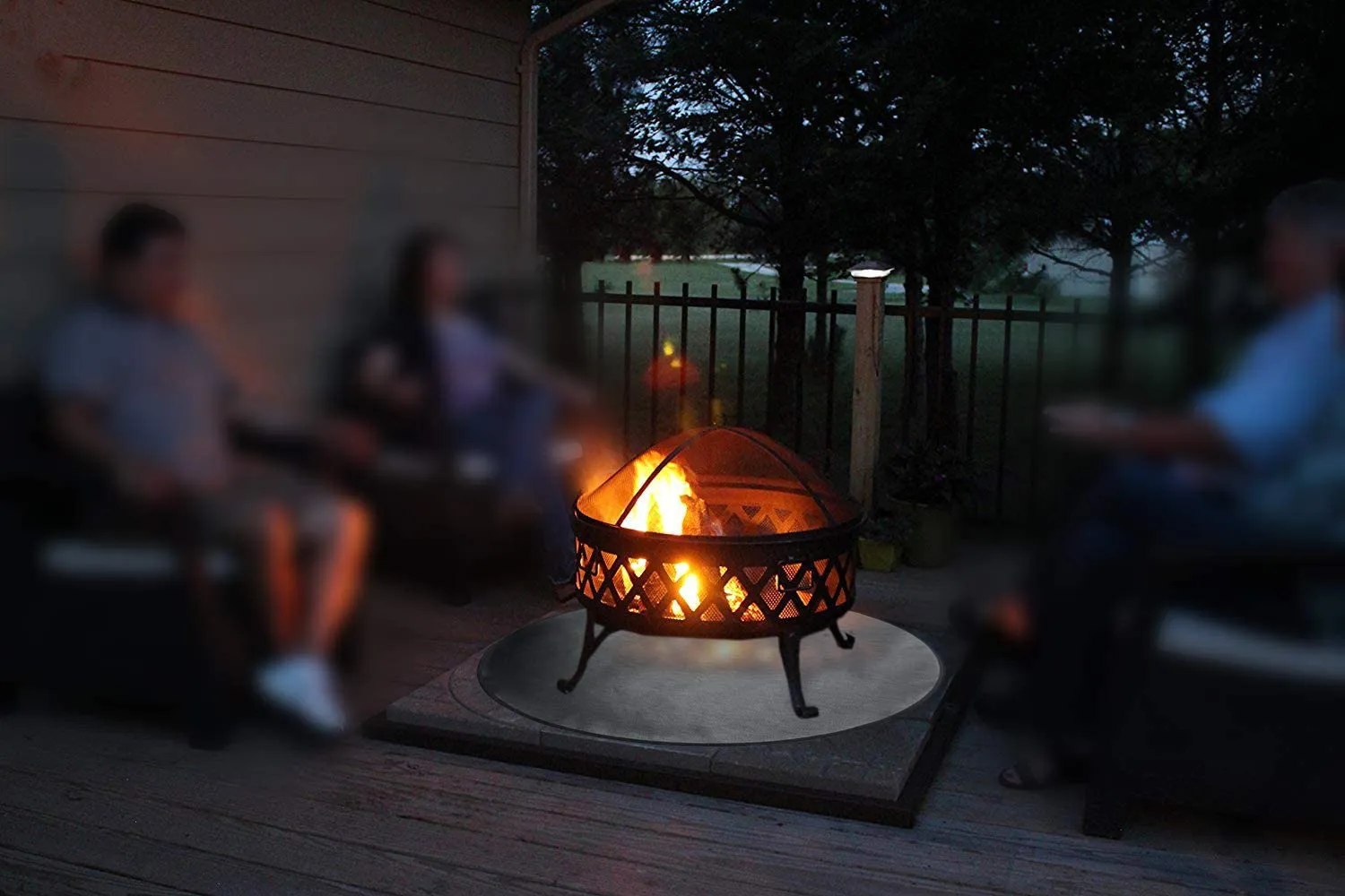 Rynx | Round Ember Mat for Under Grill Fireplace, Fireplace Mat for the Terrace, Flame Retardant Heat Resistant BBQ Gas Grill Air Fryer Protective Mat for Patio Grass Area Outdoor Campsite Fire Safe Pad Black (36")
