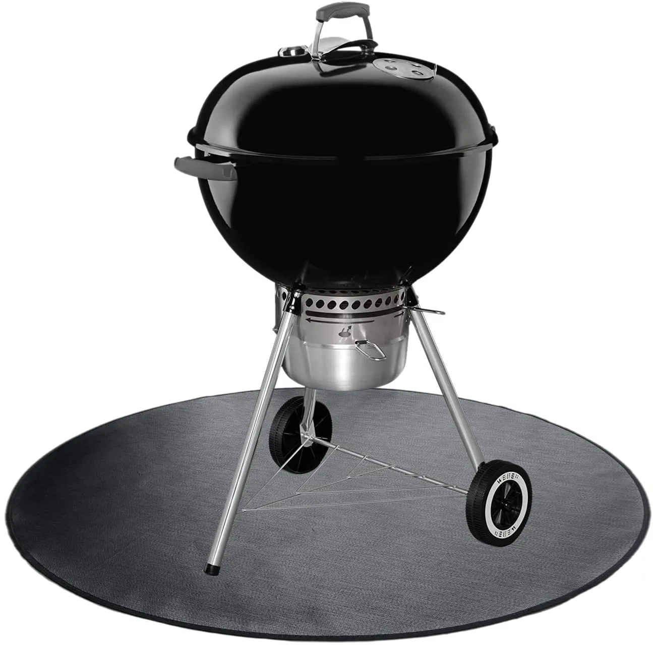 Rynx | Round Ember Mat for Under Grill Fireplace, Fireplace Mat for the Terrace, Flame Retardant Heat Resistant BBQ Gas Grill Air Fryer Protective Mat for Patio Grass Area Outdoor Campsite Fire Safe Pad Black (36")