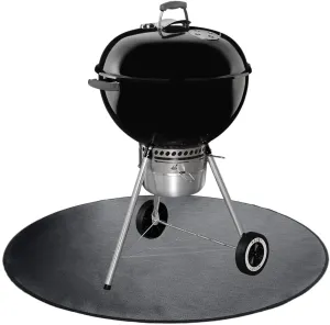 Rynx | Round Ember Mat for Under Grill Fireplace, Fireplace Mat for the Terrace, Flame Retardant Heat Resistant BBQ Gas Grill Air Fryer Protective Mat for Patio Grass Area Outdoor Campsite Fire Safe Pad Black (36")