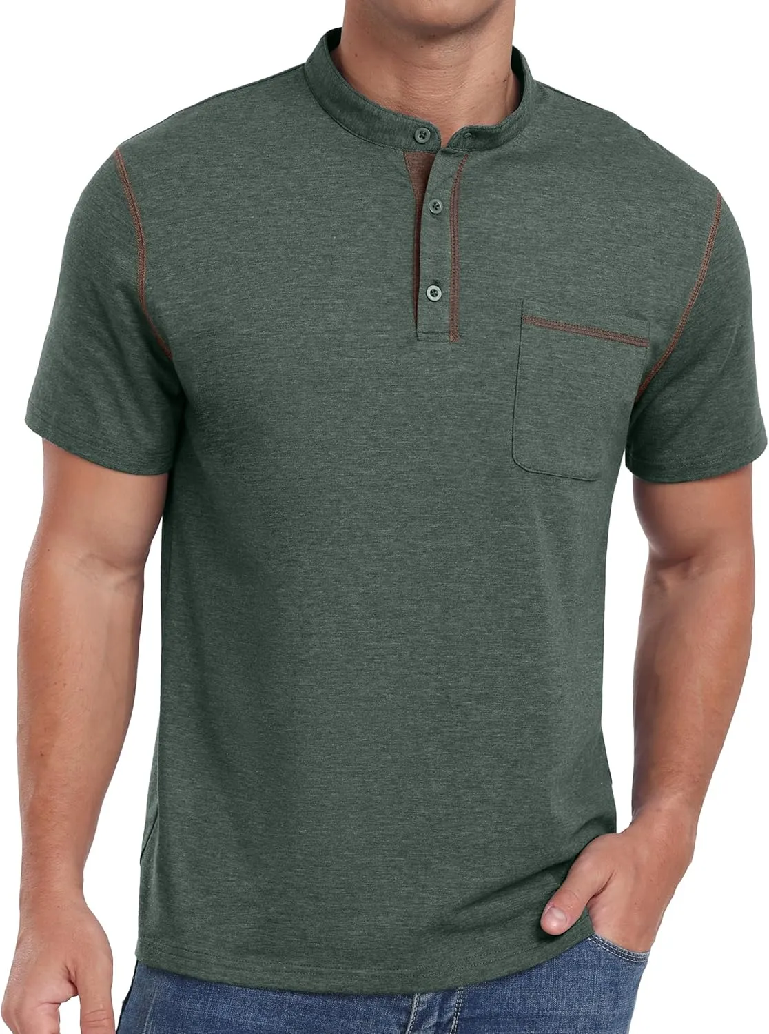 Sailwind Mens Henley Shirts Short Sleeve Summer Casual Classic Cotton T Shirts Pocket Button Shirt